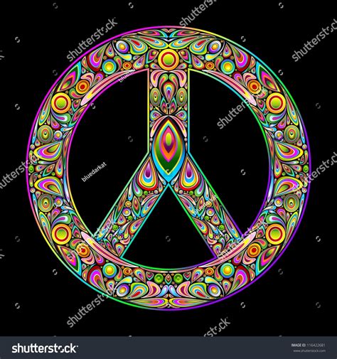 Peace Symbol Psychedelic Art Design Stock Illustration 116422681