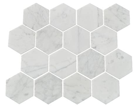3 Carrara Marble Hex Mosaic Pebble Tile Mosaics