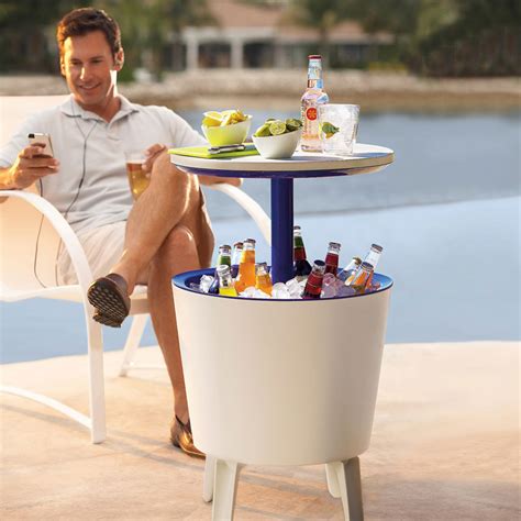 Set the mood or start the party with rich deep sound. Outdoor Side Table / Beverage Cooler - The Green Head