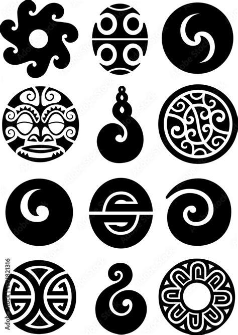 Collection Of Polynesian Symbols And Designs Vector De Stock Adobe Stock