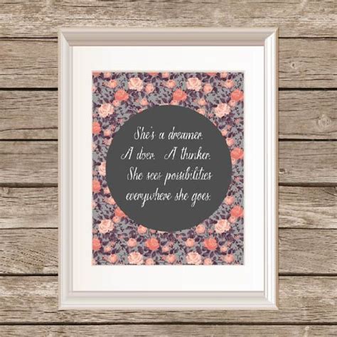 Items Similar To Shes A Dreamer A Doer A Thinker Floral Modern Quote