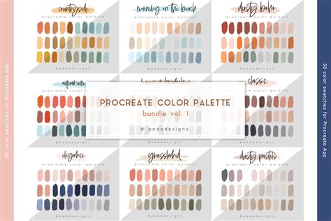 50 Procreate Color Palettes Bundle Vol 1 Design Cuts