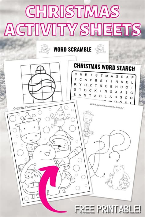 This set of printable christmas activity sheets can be downloaded and printed at home for free as many times as you like! Free Printable Christmas Activity Sheets for Kids (Print ...