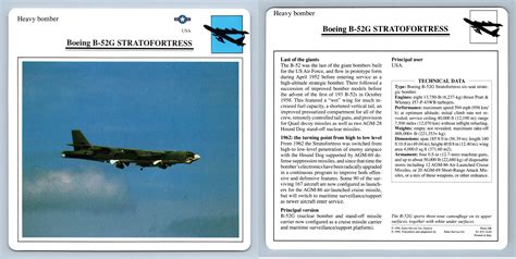 Boeing B 52g Stratofortress Heavy Bomber Warplanes Collectors Club Card