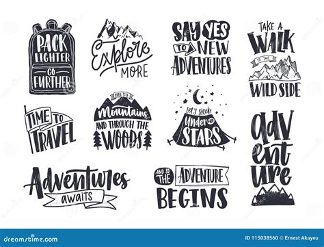 Collection Of Written Phrases Slogans Or Quotes Decorated With Travel