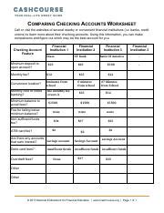 3 1 checking accounts worksheet answers