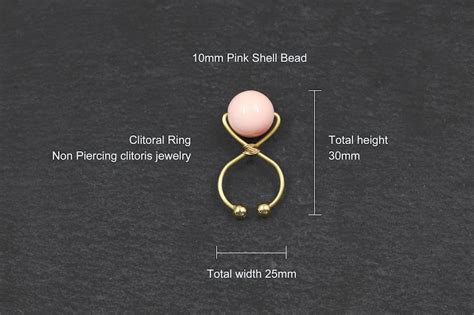 Pink Shell Bead Clit Vaginal Jewelry Golden Clitoris Jewelry Non