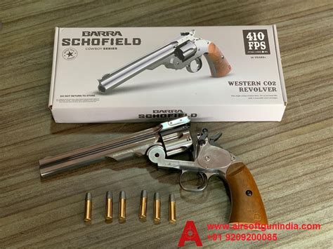 Barra Airguns Schofield No 3 Revolver 177 Co2 Full Metal Air Revolver Chrome Finish