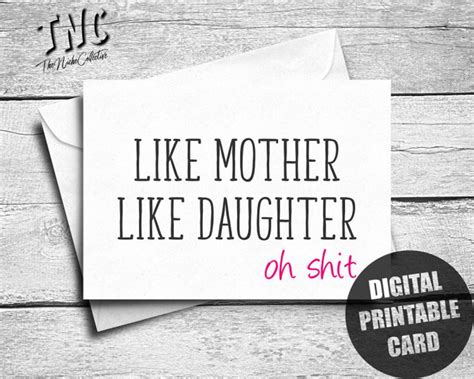 Printable Mothers Day Card From Daughter Funny Birthday Etsy