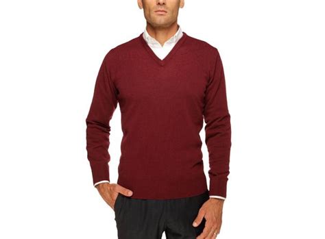 The Burgundy Harper Cashmere V Neck Sweater Luxury Clothes Men