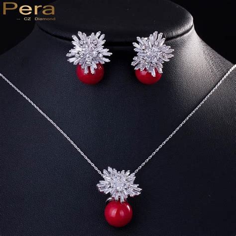 Gorgeous Large Cubic Zirconia Flower Drop Pendant Necklace And Earrings