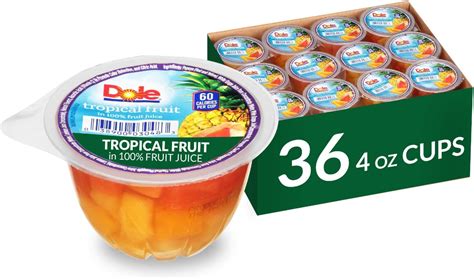 Dole Fruit Bowls Tropical Fruit In 100 Juice Snacks 4oz