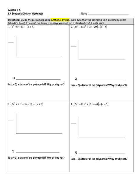 Synthetic Division With Imaginary Numbers Worksheet Pdf