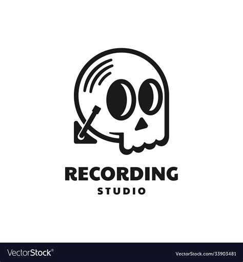 Logo Recording Studio Line Art Style Royalty Free Vector