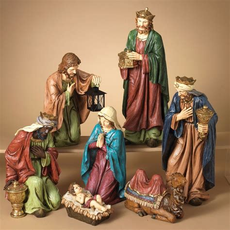 Deluxe Hand Painted 223 7 Piece Resin Nativity Set Christmas Holiday