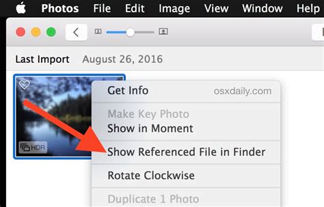 How To Show In Finder The Original File In Photos App For Mac Os X