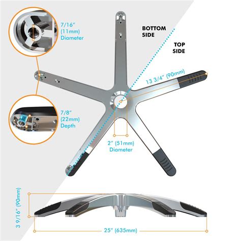 Therefore typically the larger the diameter, the more stability the base provides. Heavy Duty Office Chair Base Replacement - Solid Aluminum ...