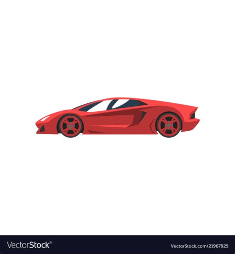 Red Sports Racing Car Supercar Side View Vector Image