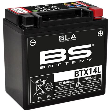 Bs Batteries Motorcycle Battery Sla Sealed Lead Acid Btx14l Ytx14l