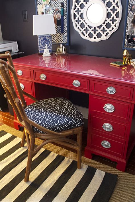 One should decor the desk to make an environment light and improve work efficiency. Love this red desk | Red desk, Furniture, Repurposed furniture
