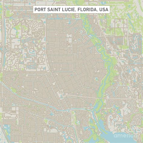 Port Saint Lucie Florida Us City Street Map Digital Art By Frank