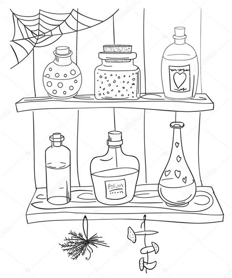 Kleurplaat met toverdrank — Stockvector © NatalieBakunina 134181348