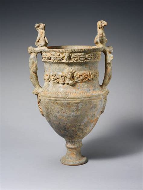 Attributed To The Bolsena Group Terracotta Volute Krater Bowl For Mixing Wine And Water