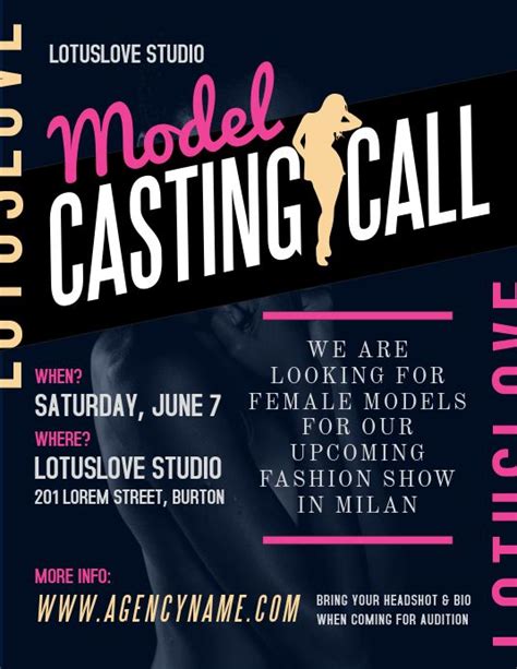 Casting Call Flyer Template Casting Call Fashion Poster It Cast