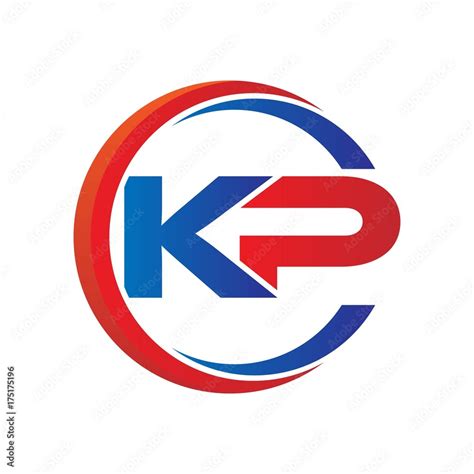 Kp Logo Vector Modern Initial Swoosh Circle Blue And Red Stock Vector
