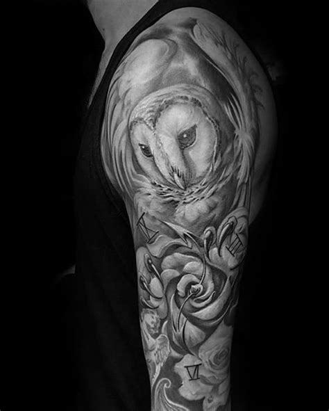 A full sleeve is an excellent option for those who want to paint an entire masterpiece on their arms. 50 Owl Sleeve Tattoos For Men - Nocturnal Bird Design Ideas