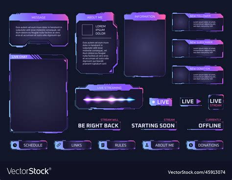 Game Stream Panels Twitch Streaming Overlay Vector Image