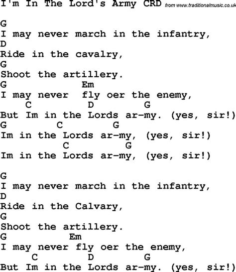 Christian Chlidrens Song Im In The Lords Army Crd Lyrics And Chords