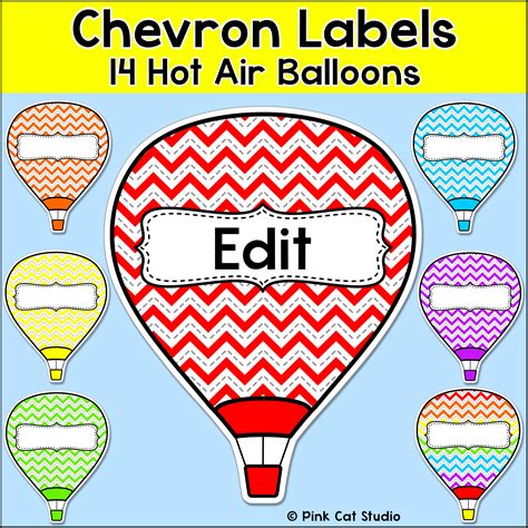 Chevron Labels Hot Air Balloon Fun For A Bulletin Board Or Door