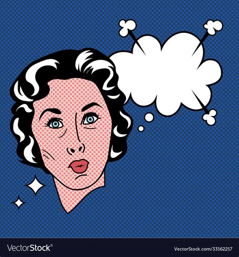 Retro Pop Art Woman Thought Cloud Image Royalty Free Vector