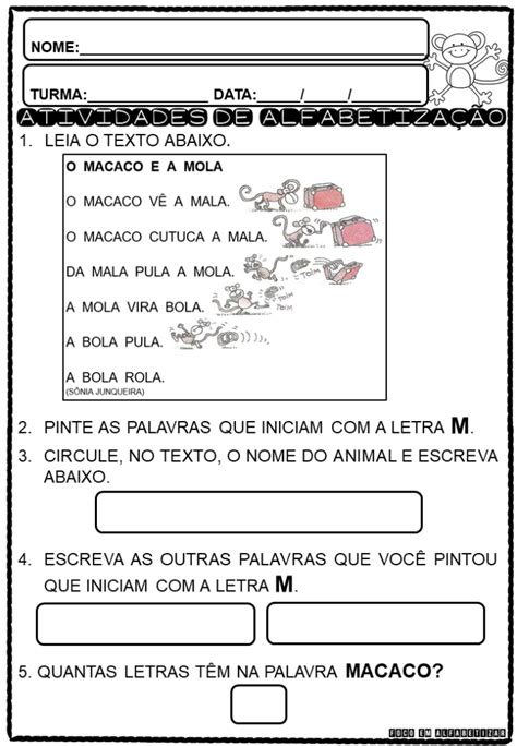 Letra M Atividades De Alfabetiza O