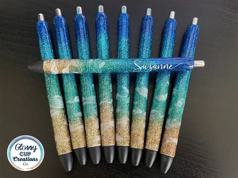 Glitter Beach Pens Custom Ink Joy Gel Pens Beach Inspired Etsy