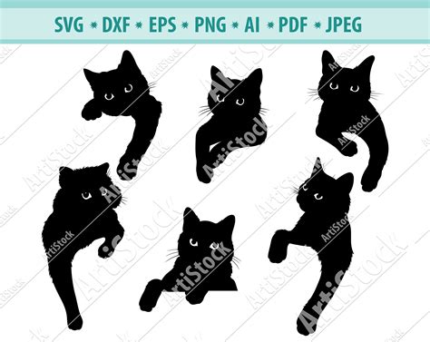 Cat Svg Black Cat Svg Peeking Cat Clipart Peeping Cat Svg Etsy