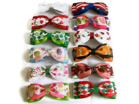 Holiday Hair Bows T Set Of 12 Four Inch Bow Tie Style Month Etsy