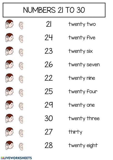 Actividad De Numbers 20 To 30 Escribiendo Números Numeros En Ingles