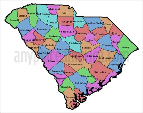 South Carolina Map Counties And Cities