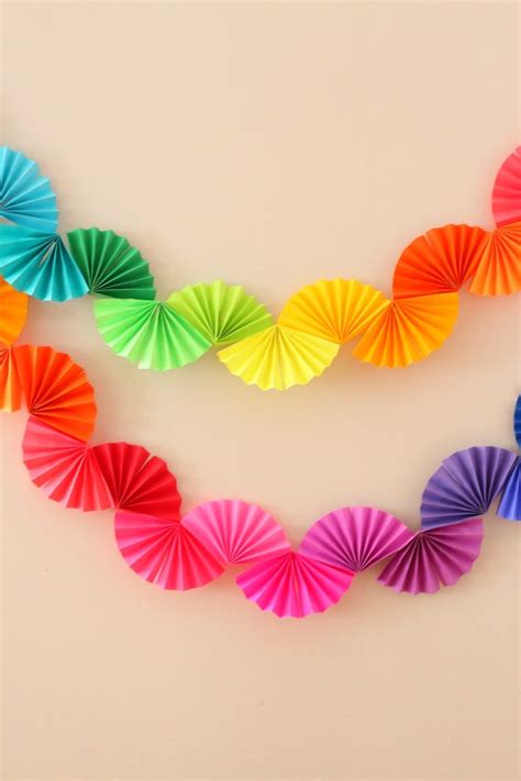 Rainbow Paper Fan Garland Party Decor Paper Flowers Craft Paper Crafts