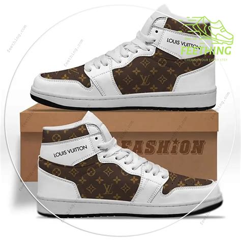 Louis Vuitton Lv Monogram White High Air Jordan Sneakers Shoes Hot