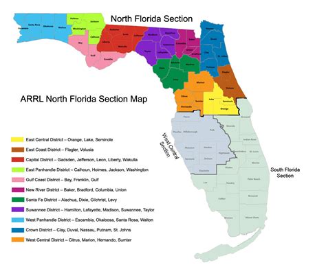Florida Counties Section Map ARRL North Florida Section
