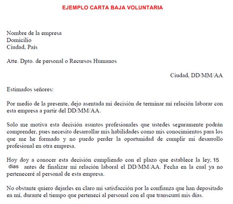 Carta De Baja Voluntaria 15 Dias About Quotes M