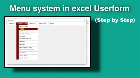 Menu System In Excel Userform Step By Step Youtube