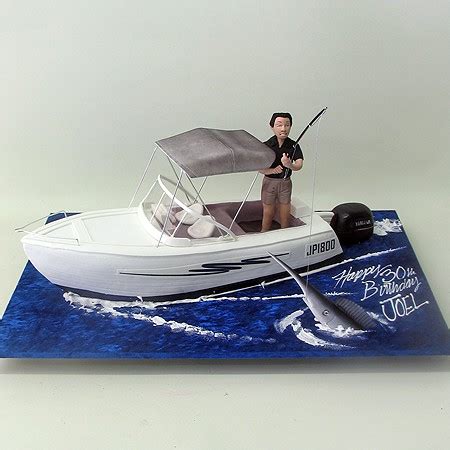 My dad works a lot and what time he does have off, he's spending it with his kids. Fishing Man on A Boat Cake - Boats / Ships / Sea - 3D Cakes