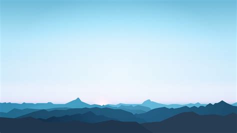 Wallpaper Artwork Minimalism Mountains Mist Sky Simple Blue