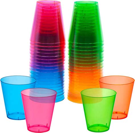 party essentials hard plastic 2 ounce shot shooter glasses 40 count assorted neon