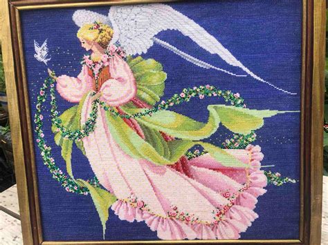 New Embroidered Picture Angel Home Decor Handmade Ts Cross Etsy