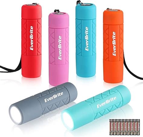 Everbrite 6 Pack Mini Flashlight Set Small Multicolor Flashlights With